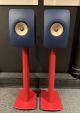 Beg. KEF LS50 Meta (Blå) & KEF S2 Golvstativ (Röd)