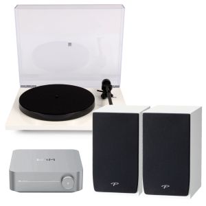 Paket - Vinyl & Streaming: WiiM Amp, Rega P1 Plus + Paradigm