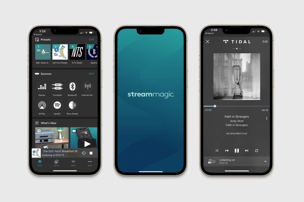 Evo 75 playing through the StreamMagic App 